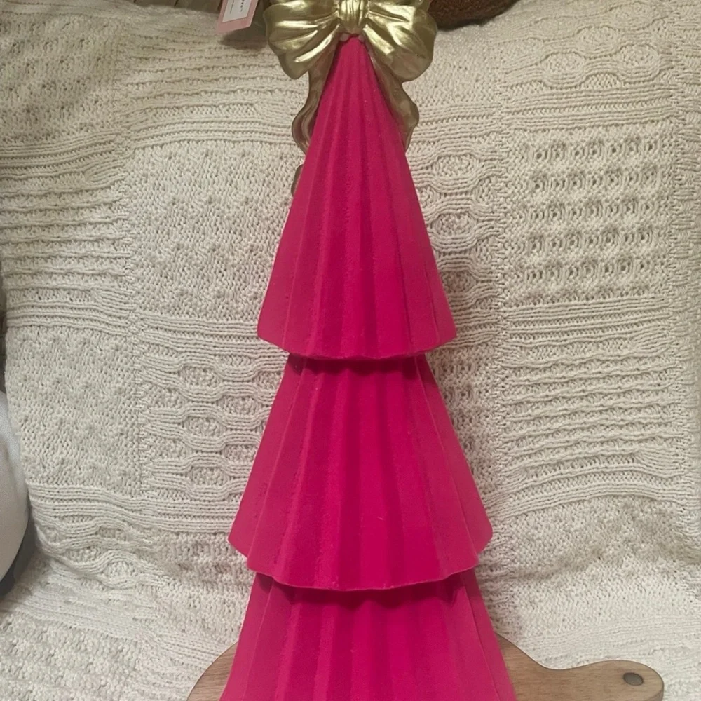 Festive Pink and Gold Bow Holiday Tree Decoration Christmas Valentine’s Day